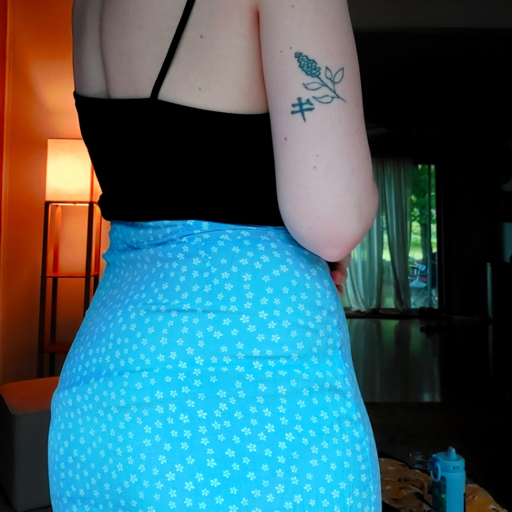 Blue Floral Midi Skirt